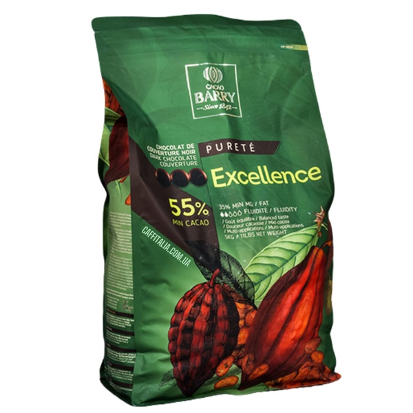 Чорний шоколад Excellence 55%, Cacao Barry, 5 кг 15139 фото