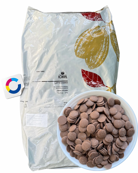 Молочний шоколад Chiara cocoa 33%, Icam, 500 г (на вагу) 21623 фото
