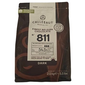Чорний шоколад 54.5% №811, Callebaut, 2.5 кг (ориг. упак.) 14982 фото
