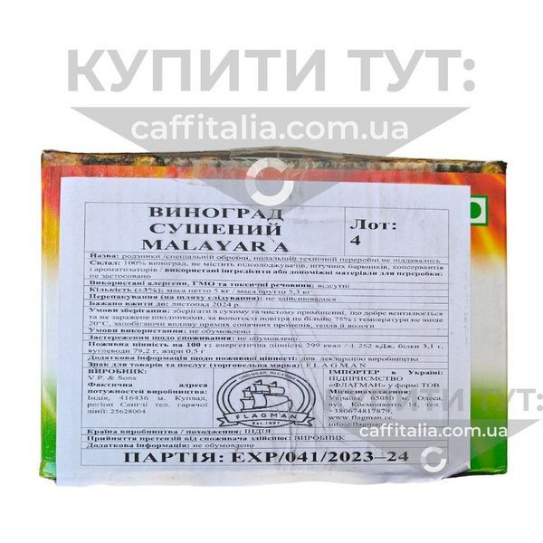 Виноград сушений, родзинки сорту Malayar Малаяр (Малайер) A, 200 г (на вагу) 19903 фото